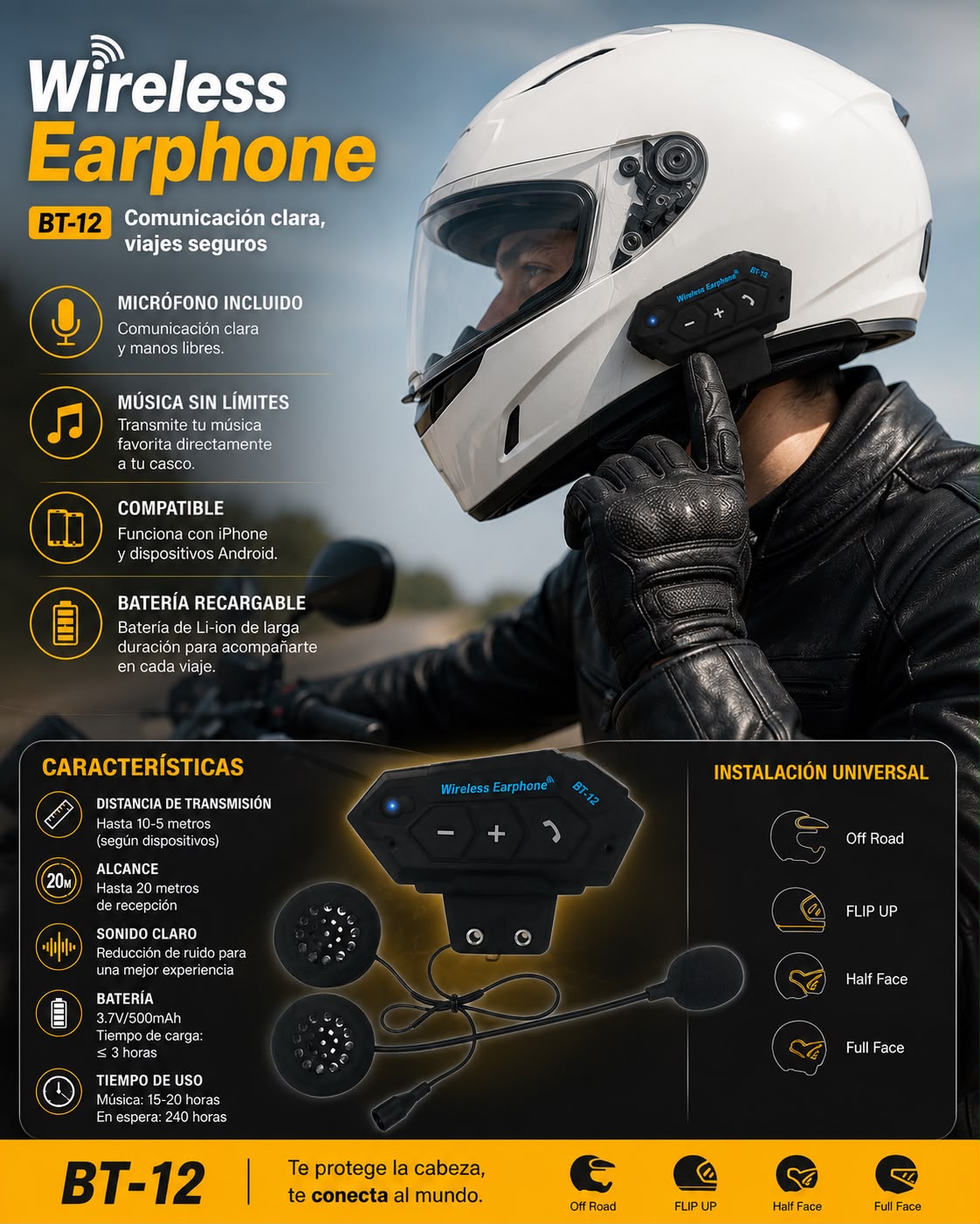 Intercomunicador Bluetooth para Casco
