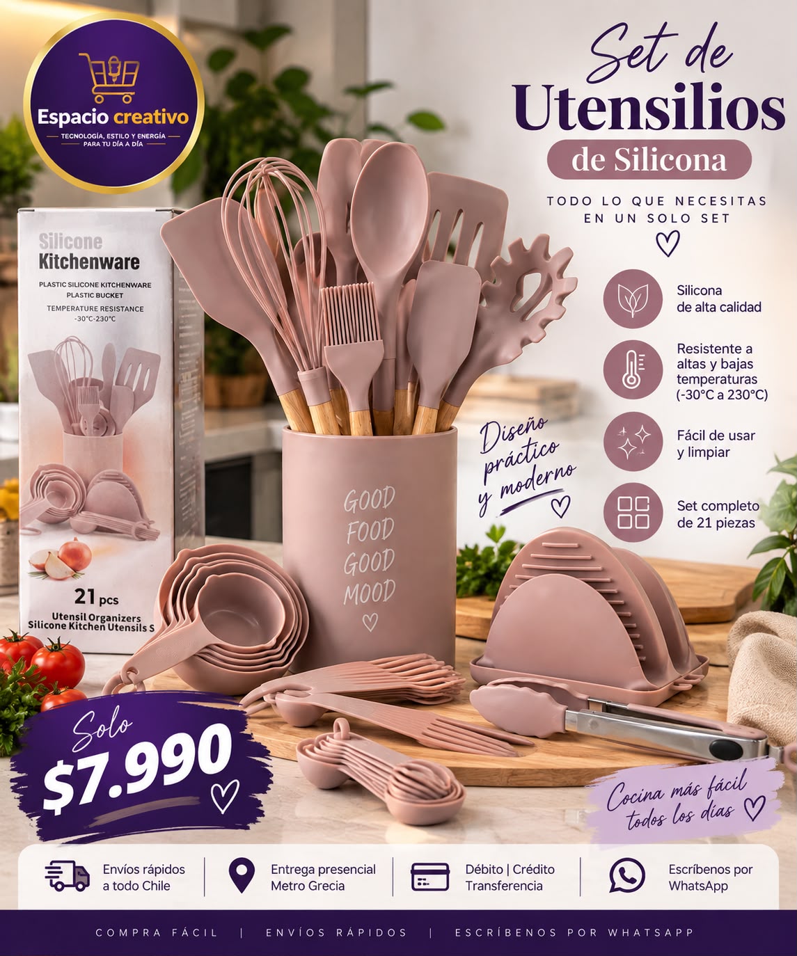 Set de Utensilios de Silicona de 21 piezas