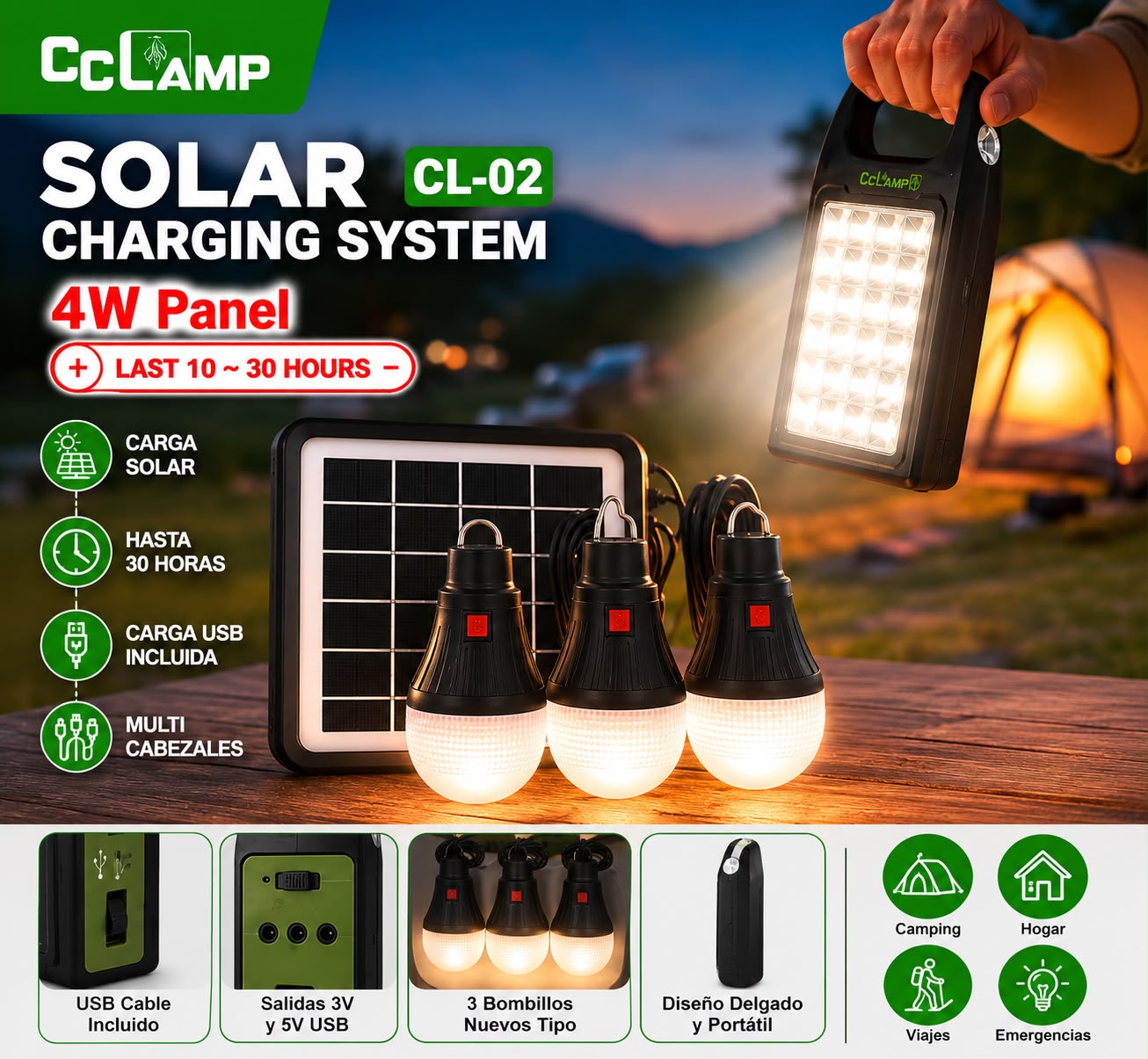 Lampara Solar Multifuncional 3 en 1