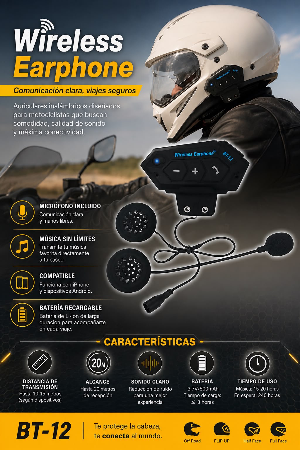 Intercomunicador Bluetooth para Casco