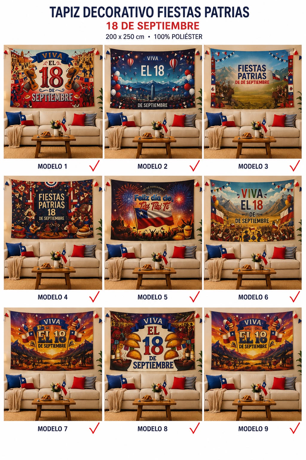 🇨🇱 Tapiz Decorativo Fiestas Patrias 18 de Septiembre