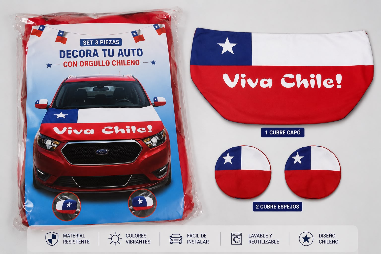 🇨🇱 Set de 3 piezas Fiestas Patrias