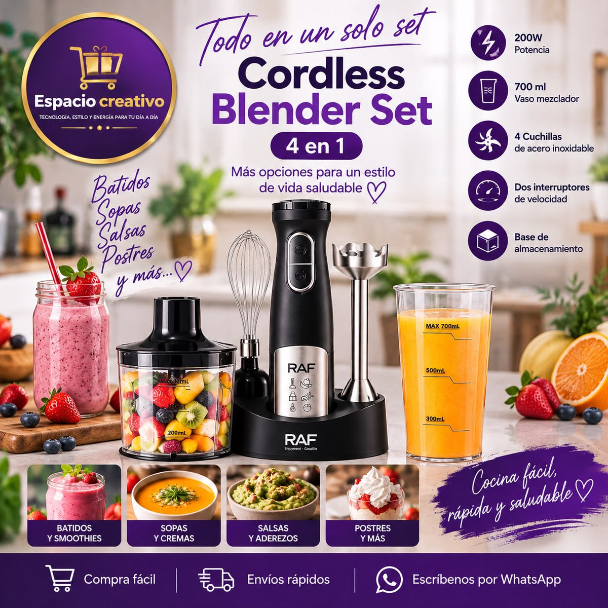Cordless Blender Set 4 en 1