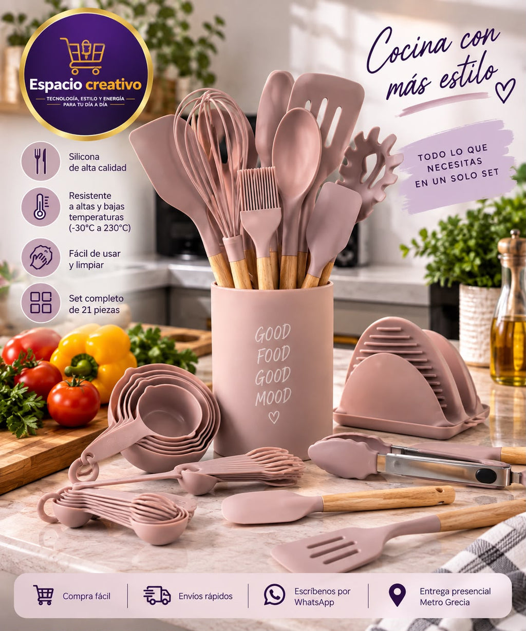 Set de Utensilios de Silicona de 21 piezas