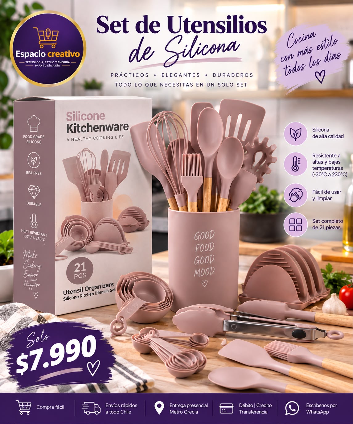 Set de Utensilios de Silicona de 21 piezas
